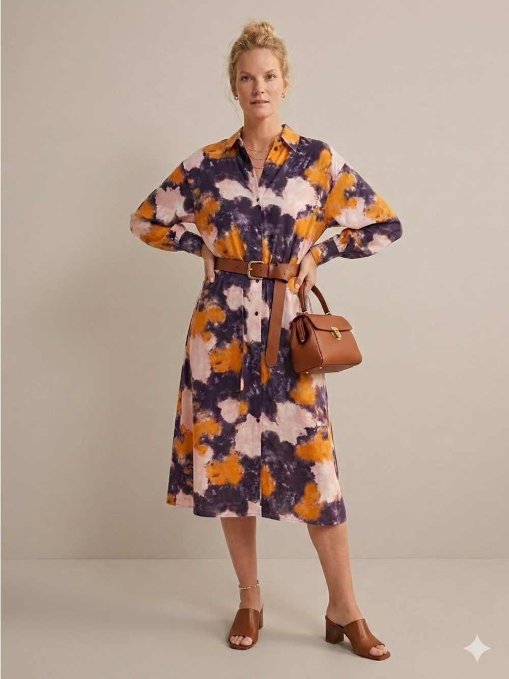 & Other Stories Stockholm Atelier 
burnt Orange, purple & blush Shirt Dress